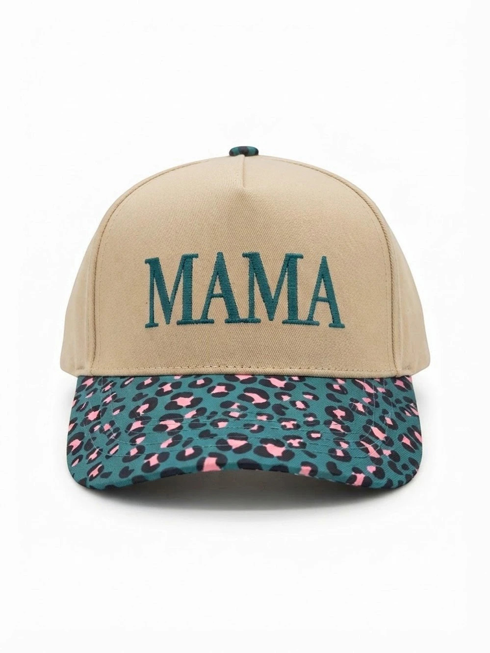 Zenana Mama Leopard Print Baseball Hat in Beige & Green